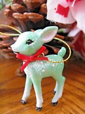 New MINIATURE Vintage Retro Style Target Christmas AQUA Reindeer Fawn Ornament picture