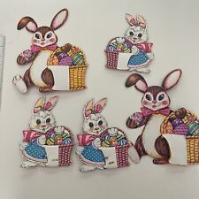 Vtg Lot (5) Easter Bunny Decorations, Die Cut Style picture