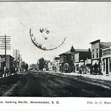 c1910s Woonsocket, SD Dumont Ave North Downtown Main St Postcard Hansen A115 picture