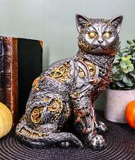 Ebros Steampunk Cyborg Cat with Clockwork Gears Nuts and Bolts Statue 8