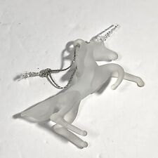VTG Frosted Lucite UNICORN Christmas Ornament UPRIGHT REARING picture
