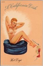 c1940s CALIFORNIA DISH Glamour Girl LINEN Postcard 