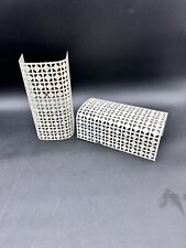 2 Vintage 1950s Metal Mesh Shade Light Diffuser Rectangle White 8in picture