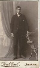 Male Standing CDV Cab Card Photo Wicker Chair Curtain Lars Bach Stenkjar Antique picture