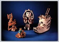 Postcard Native American Pottery Figurines Storyteller Motifs Cochiti Suina picture