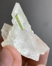 43 Grams Very Nice green color tourmaline Crystal SpecimenWith Terminated Quartz picture