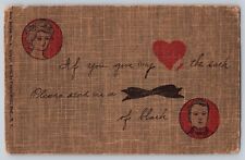Postcard Franz Huld Fabric Pattern Valentine Heart & Bow Unique & Rare 1906 picture