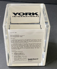 1988 Acrylic Block Tombstone YORK INTERNATIONAL Historic Snyder General picture