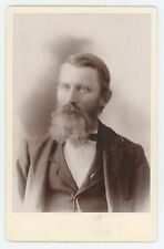 Antique Circa 1880s Cabinet Card Incredibly Handsome Man Full Beard Oil City, PA picture