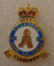 DANBURY MINT RAF ROYAL AIR FORCE -  208 Squadron - Gold Plated Enamel Plaque picture