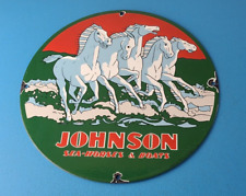 Vintage Johnson Sea-horse Sign - Gas Boat Engines Outboards Porcelain Pump Sign picture