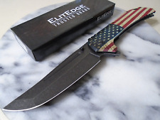 ElitEdge Huge Assisted Open USA Flag Pocket Knife Folder 10-A58SF 12.25