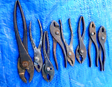 LOT OF VINTAGE PLYIERS (8) AN UNKOWN,FOR SQUARE BOLTS,NUTS picture