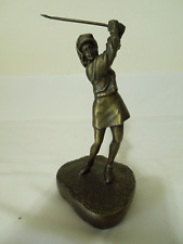 Vintage Lady Golfer Statue/Paperweight Cast Iron Bronze Tone 9