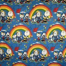 Vtg 1970s Charlie Brown Fabric Snoopy Homemade Twin Bed Coverlet 104
