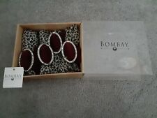 Bombay4 Leopard Napkins With Velvet Ring & Rhinestones New In Box picture