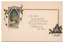 Vintage 1910's Christmas Wish Postcard Star of David Man on Camel Unused picture