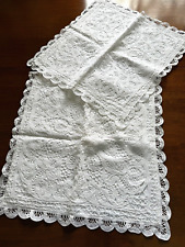 PILLOW CASES EMBROIDERED LACE 2 SET WHITE COTTON 18 x 18 INCHES HAND MADE #1 picture