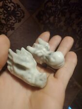2pc Carved Howlite Dragon Skull Head Figures picture