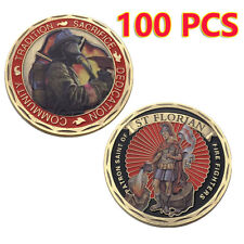 100PCS Firefighter Saint St Florian Medal Challenge Coin Fireman Prayer US Coin picture