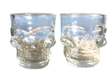 2 Clear Glass Skull Shaped Shot Glasses BARWARE Halloween Goth Cool picture