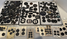 Antique Black Buttons/ Buckles, Celluloid Bakelite Early Plastics Art Deco #AA7 picture