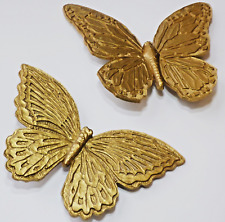 Set Of 2 Vintage HOMCO Butterflies MCM 1971 Wall Decor 7040 & 7041  Gold Plastic picture