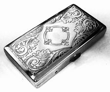 Victorian Style Cigarette Case Double Sided King & 100s Etched Pattern 4x2inch picture