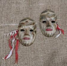 2 Vintage Solid Brass Mardi Gras Face Masks picture