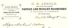1872 TROY NY O.B. ARNOLD COTTON AND WOOLEN MACHINERY BILLHEAD LETTERHEAD Z1568 picture