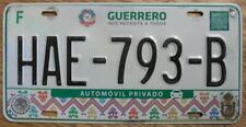 SINGLE MEXICO state of GUERRERO LICENSE PLATE - HAE-793-B - AUTOMOVIL picture