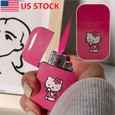 1Pc Pink Glitter Pink Cat Flame Pocket Lighter Refillable Lighter Cute Lighter  picture