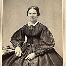 Antique CDV Photograph Lovely Mature Woman Unique Dress Sleeves Albany NY picture