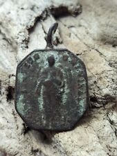 16th-17th C Spanish Colonial Bronze Religious Small Medal, DUG IN MEXICO,18x26mm picture