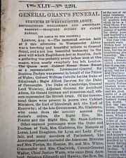 Civil War General & Presdient ULYSSES S. GRANT Death Funeral 1885 NYC Newspaper  picture