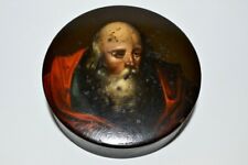 Antique Stobwasser Style Lacquer Papier Mache Snuff Box Dated 1857 and Inscribed picture