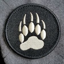 BLACKWATER TRACKER BEAR PAW EXPERT HOOK&LOOP PATCH EMBROIDERED BADGE BLACK picture