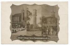 Edwardsville, IL Illinois 1910 RPPC Postcard, Multiview, Parade, Church, Library picture