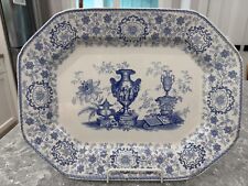 Huge J & G Alcock POMPEII 15” Blue & White Transferware Platter Circa 1840’s picture