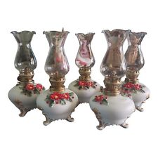 Lot Of 5 Vintage Lefton China Oil Lamps 3D Flowers KW 8025 picture