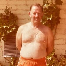 KA Photograph Handsome Older Man Gentleman 1977 Hairy Chest Fat Guy Shirtless  picture