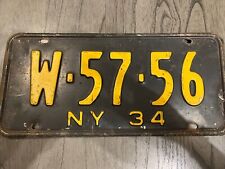 New York 1934 License Plate “W 5756” Original Paint picture