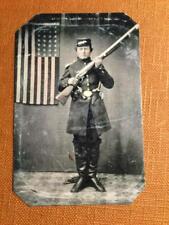 Civil War Soldier with Rifle and Flag Historical Museum Quality tintype C063RP picture