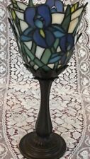 PartyLite IRIS Tealight Lamp P8734 Tiffany Style Blue Glass Holder Votive Candle picture