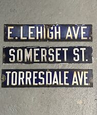 Antique Porcelain Street Sign Lot Lehigh Somerset Torresdale Philadelphia Signs picture