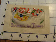 1918 Souvenir de France Postcard with hankerchief, NEAT picture