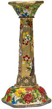 Antique 1820’s Handmade European Floral Cloisonné Hexagonal Base Candle Holder picture