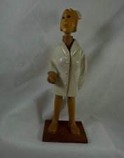 VTG Romer Hand Carved Wooden Nurse RN Figurine Made In Italy 1970's 12