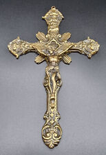 ANTIQUE MEMENTO MORI BRASS CRUCIFIX WITH JESUS ​​CHRIST PENDANT BELGIUM C1900 picture