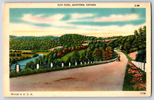 Flin Flon Road Classic Car Flowers Vtg Postcard Manitoba Linen c. 1930-1945 MB picture
